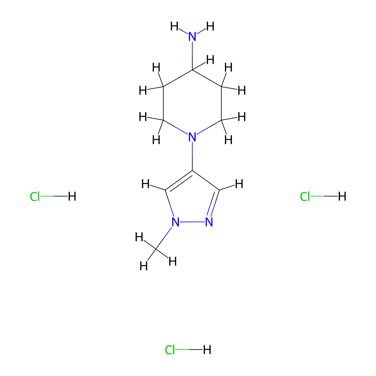1-(1-Methylpyrazol-4-yl)piperidin-4-amine;trihydrochloride molecular structure, CAS 2955709-49-4