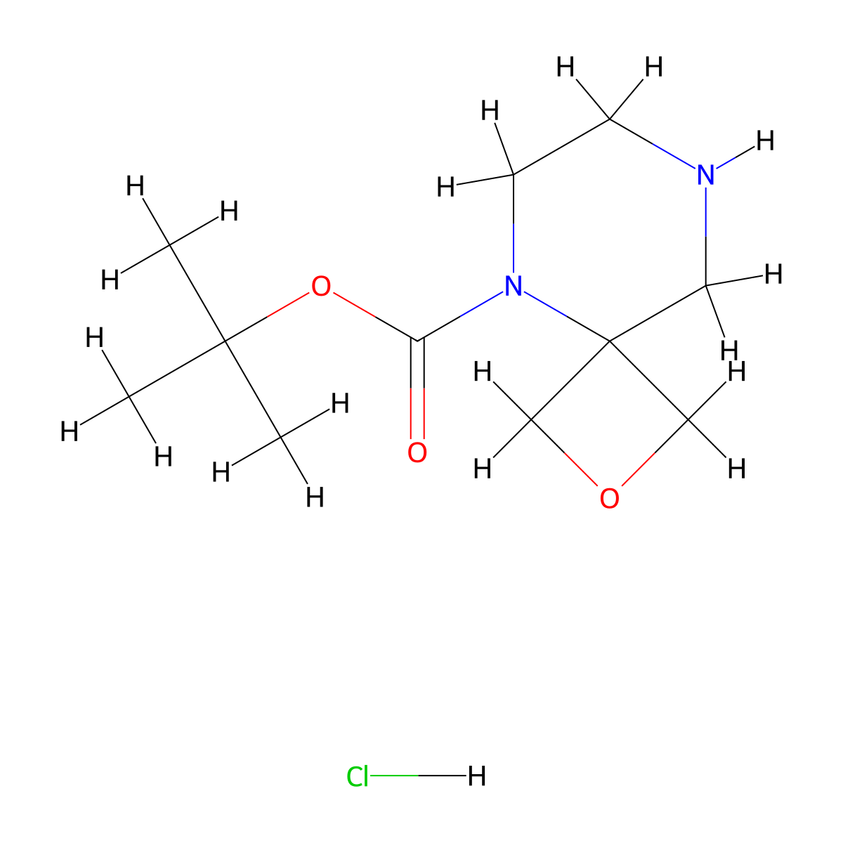 Tert-butyl 2-oxa-5,8-diazaspiro[3.5]nonane-5-carboxylate;hydrochloride molecular structure, CAS 2955709-56-3