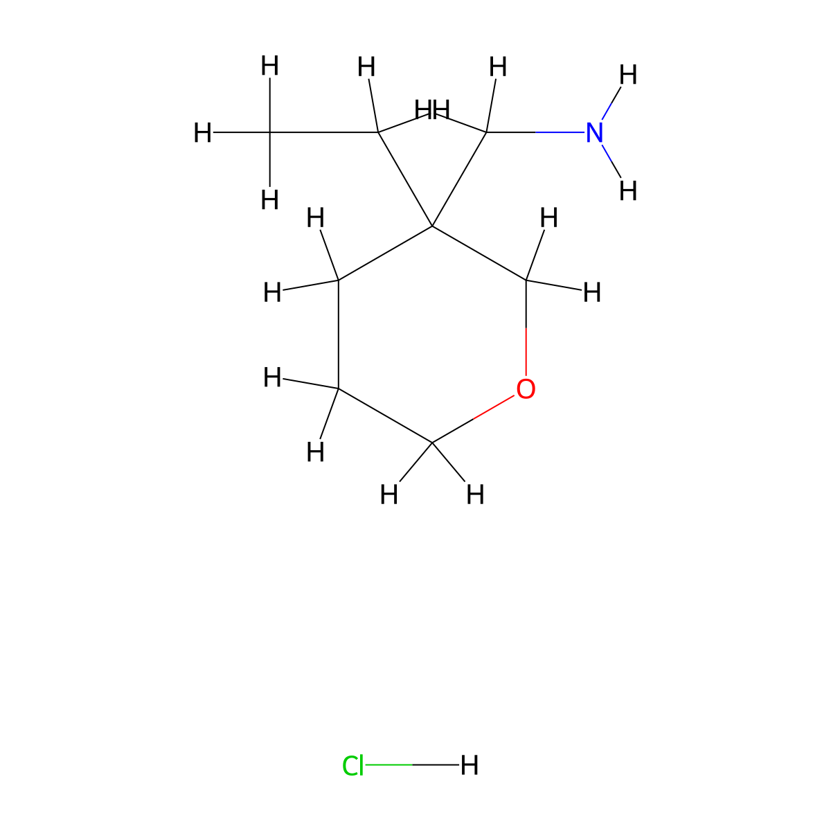 1-(3-Ethyloxan-3-yl)methanamine hydrochloride molecular structure, CAS 2955709-57-4