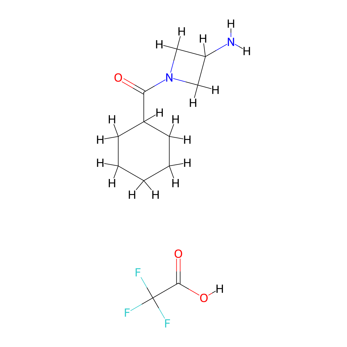 1-Cyclohexanecarbonylazetidin-3-amine, trifluoroacetic acid molecular structure, CAS 2955709-79-0