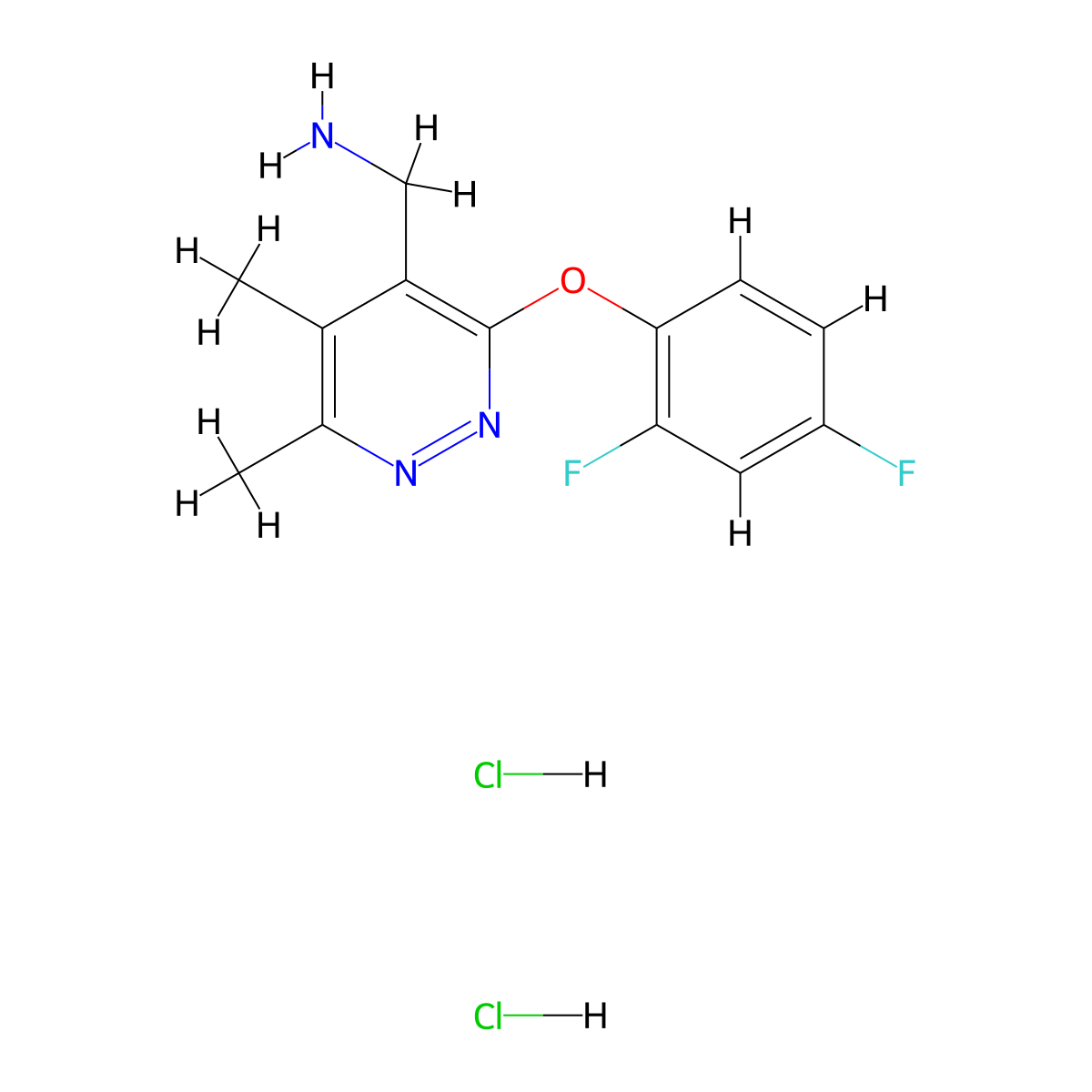 1-[3-(2,4-Difluorophenoxy)-5,6-dimethylpyridazin-4-yl]methanamine dihydrochloride molecular structure, CAS 2955709-81-4