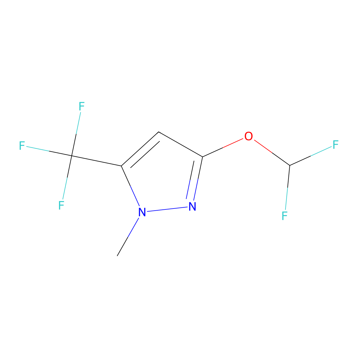 3-(difluoromethoxy)-1-methyl-5-(trifluoromethyl)-1H-pyrazole molecular structure, CAS 2955709-93-8