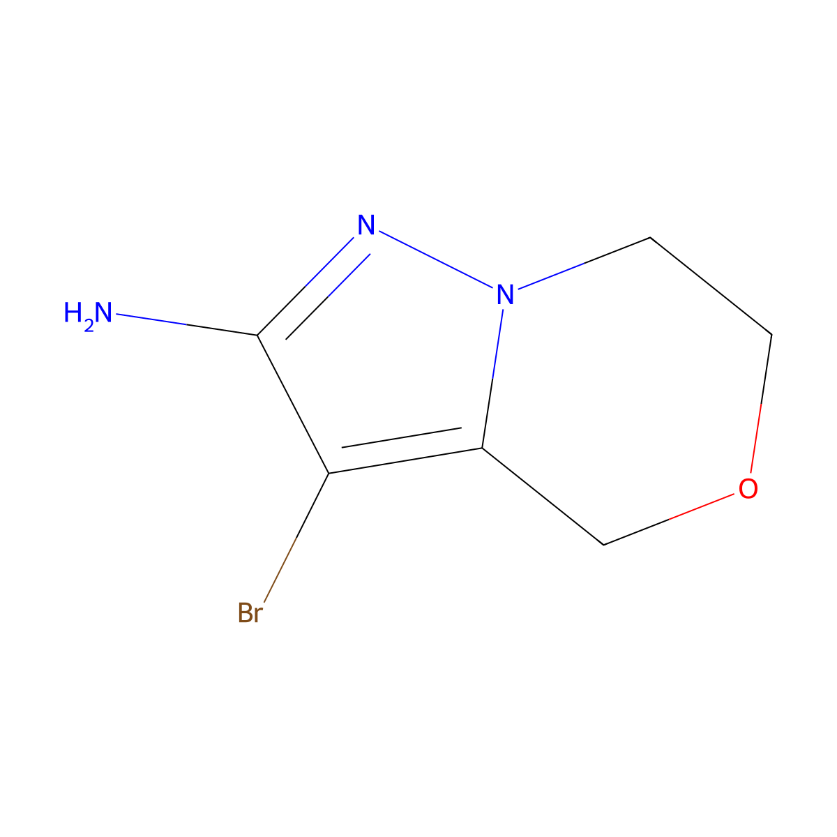 3-bromo-4H,6H,7H-pyrazolo[3,2-c][1,4]oxazin-2-amine molecular structure, CAS 2955709-99-4