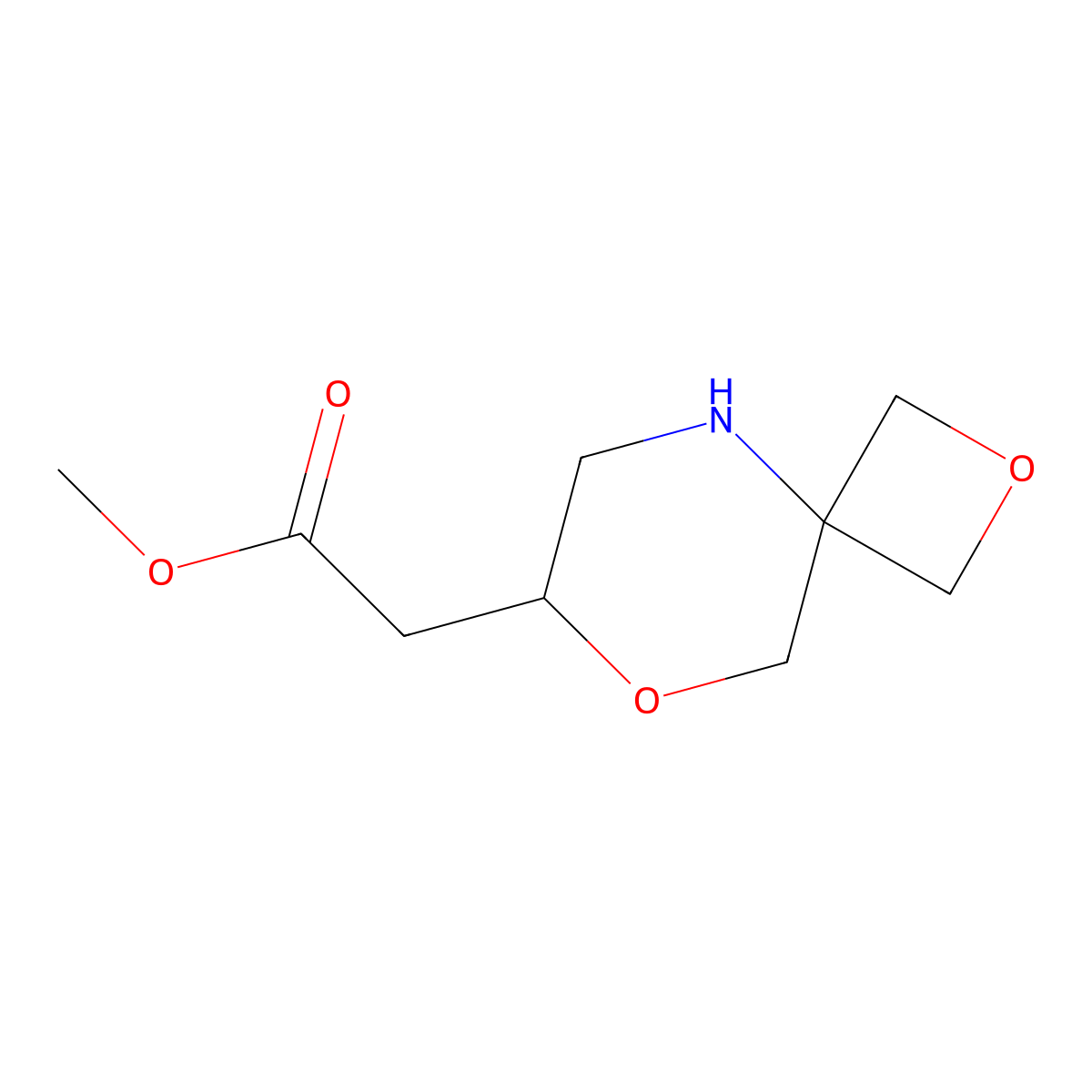 Methyl 2-{2,8-dioxa-5-azaspiro[3.5]nonan-7-yl}acetate molecular structure, CAS 2955710-01-5