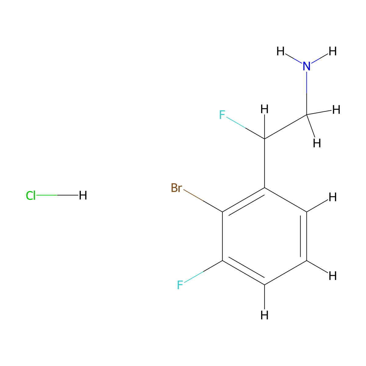 2-(2-Bromo-3-fluorophenyl)-2-fluoroethan-1-amine hydrochloride molecular structure, CAS 2955710-05-9