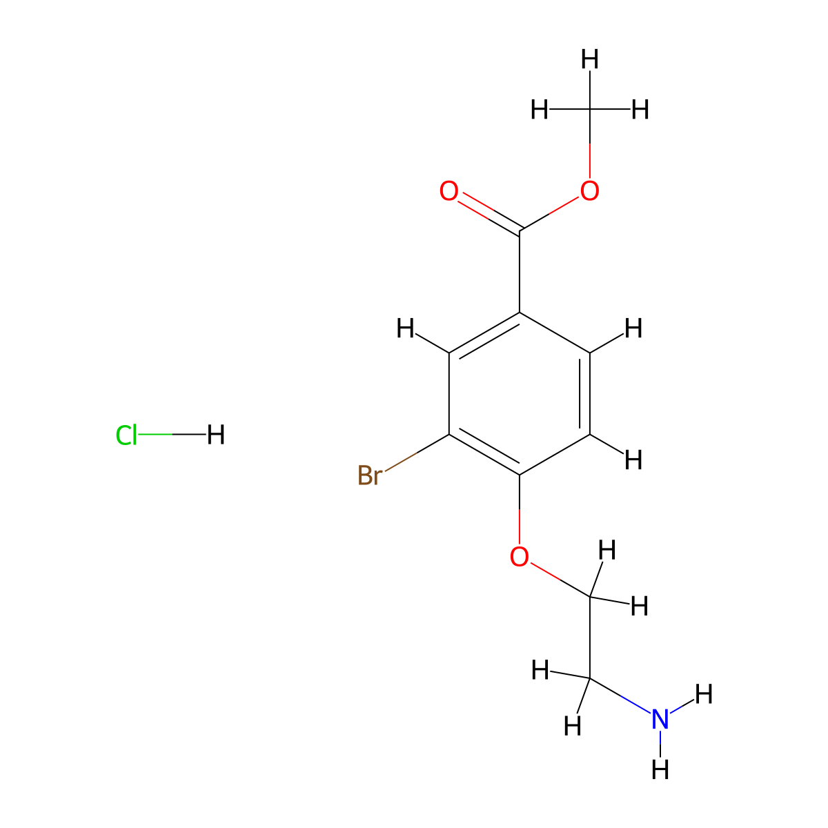 Methyl 4-(2-aminoethoxy)-3-bromobenzoate hydrochloride molecular structure, CAS 2955710-08-2