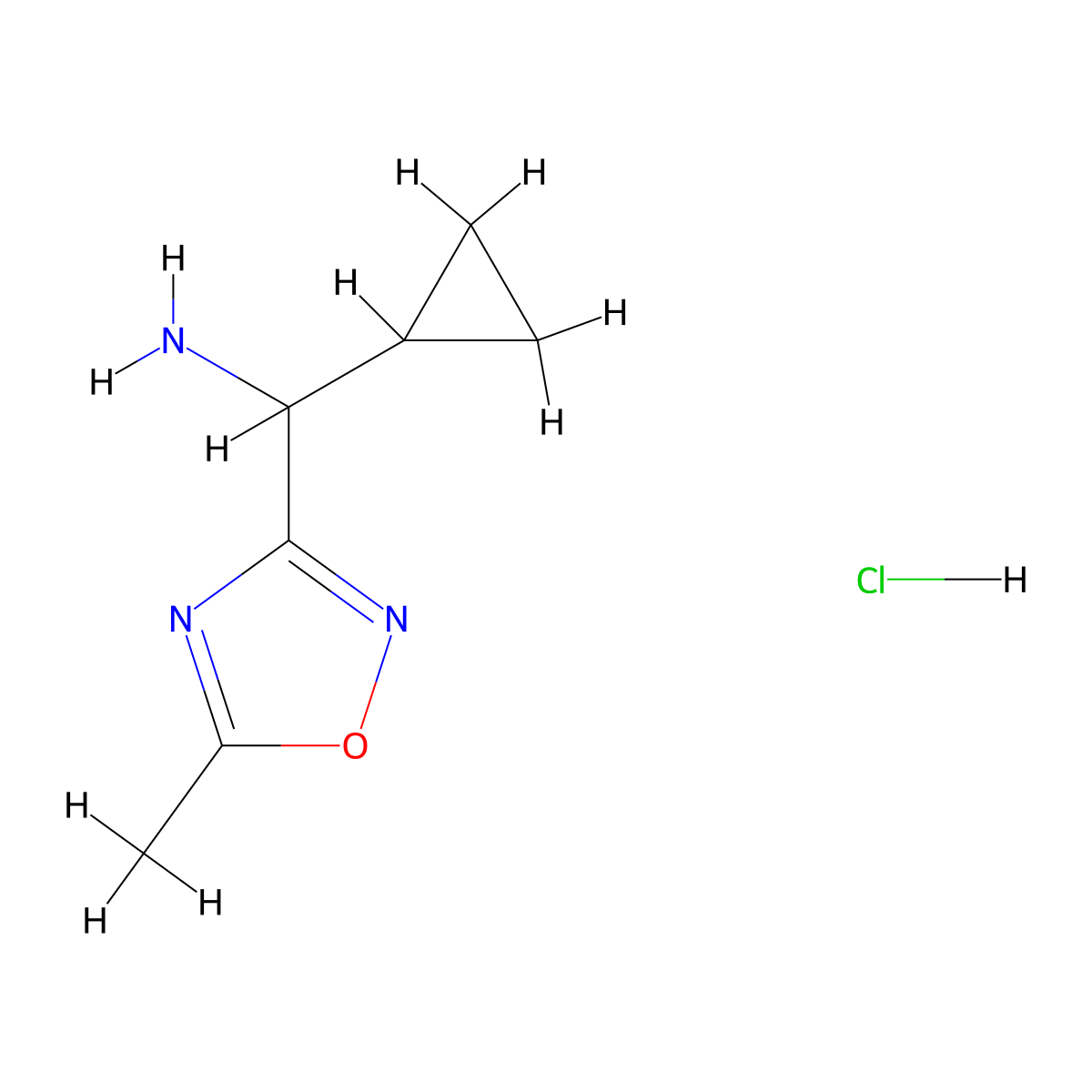 1-Cyclopropyl-1-(5-methyl-1,2,4-oxadiazol-3-yl)methanamine hydrochloride molecular structure, CAS 2955710-12-8