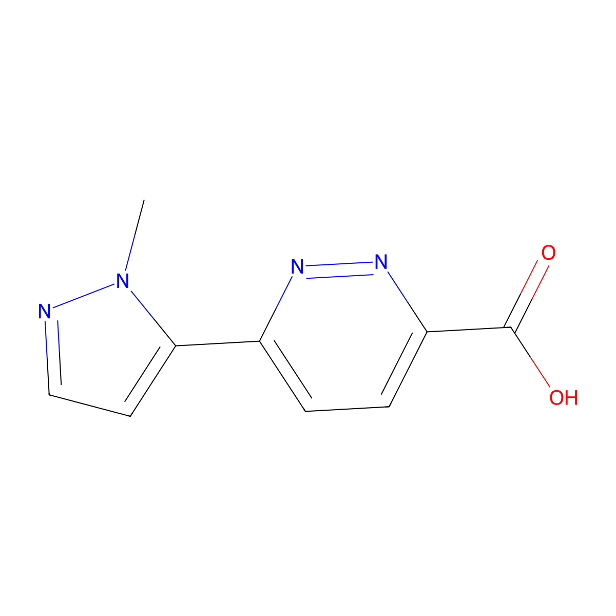 6-(1-methyl-1H-pyrazol-5-yl)pyridazine-3-carboxylic acid molecular structure, CAS 2955710-18-4
