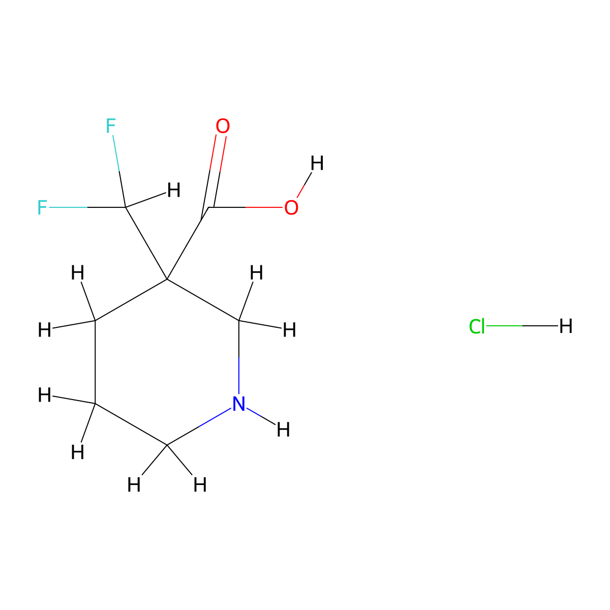 3-(Difluoromethyl)piperidine-3-carboxylic acid hydrochloride molecular structure, CAS 2955710-35-5