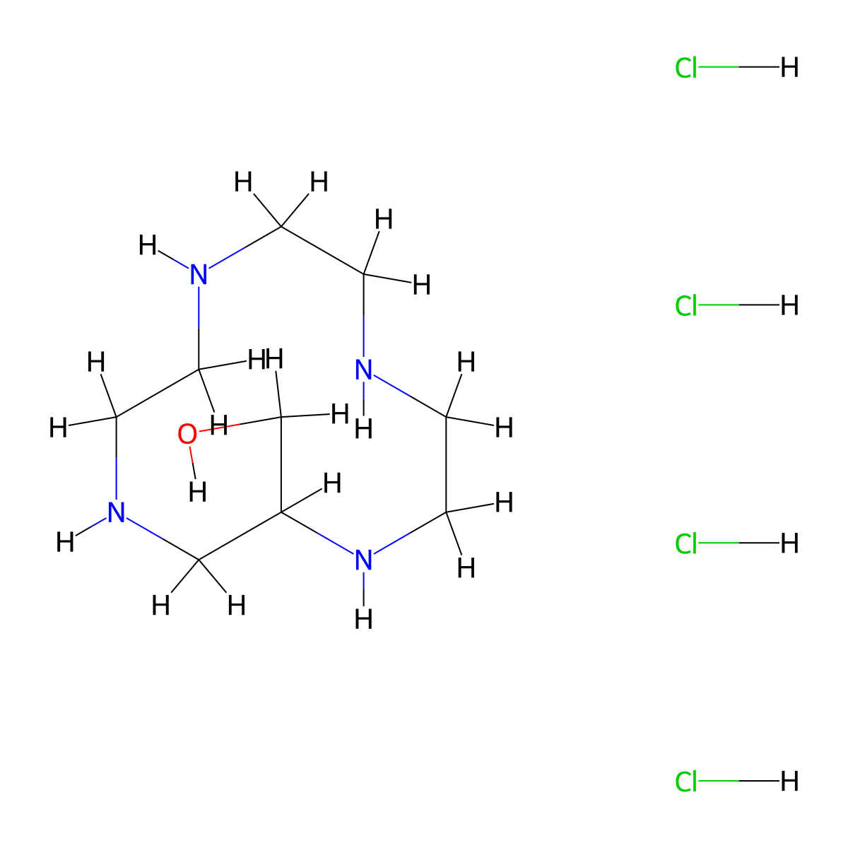 (1,4,7,10-Tetraazacyclododecan-2-yl)methanol tetrahydrochloride molecular structure, CAS 2955710-45-7