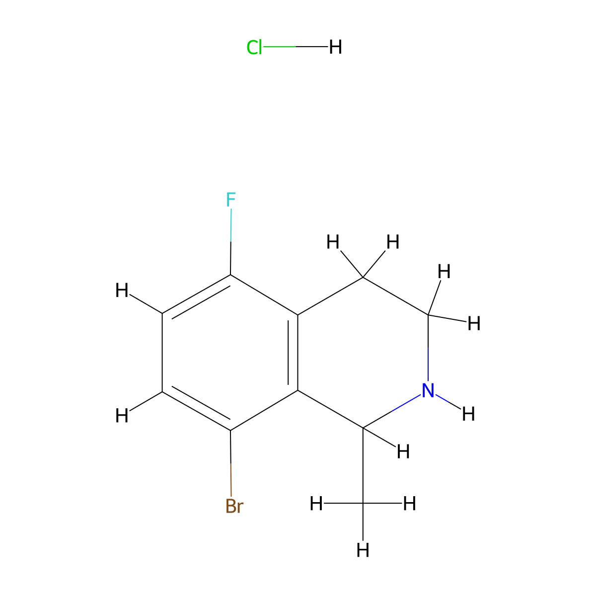 8-Bromo-5-fluoro-1-methyl-1,2,3,4-tetrahydroisoquinoline hydrochloride molecular structure, CAS 2955710-47-9