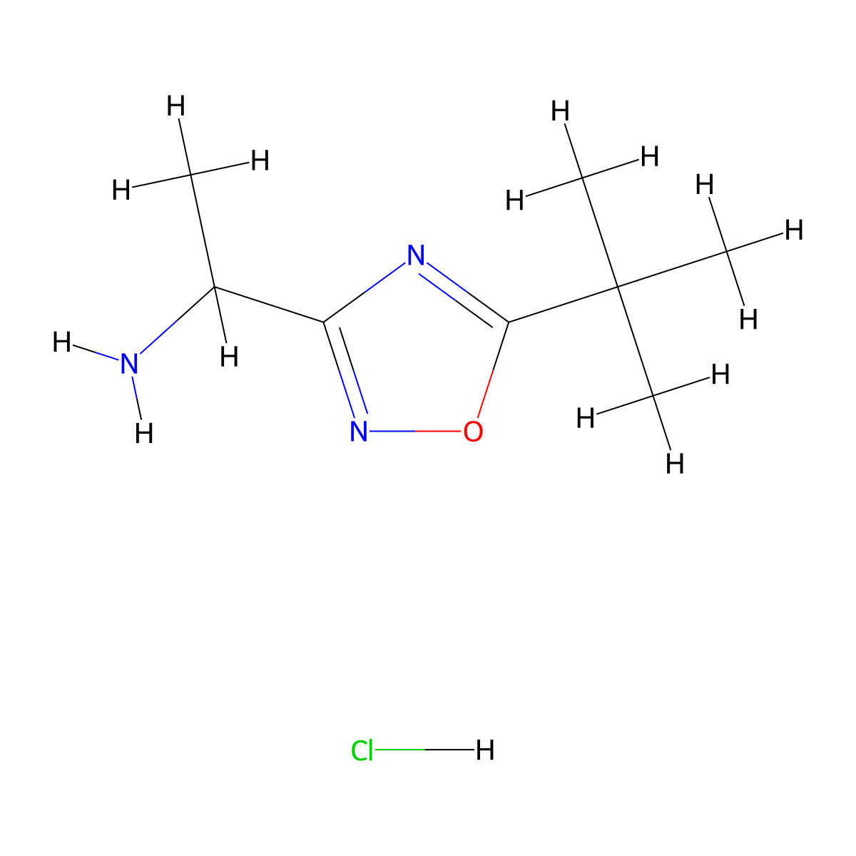 1-(5-Tert-butyl-1,2,4-oxadiazol-3-yl)ethan-1-amine hydrochloride molecular structure, CAS 2955710-50-4