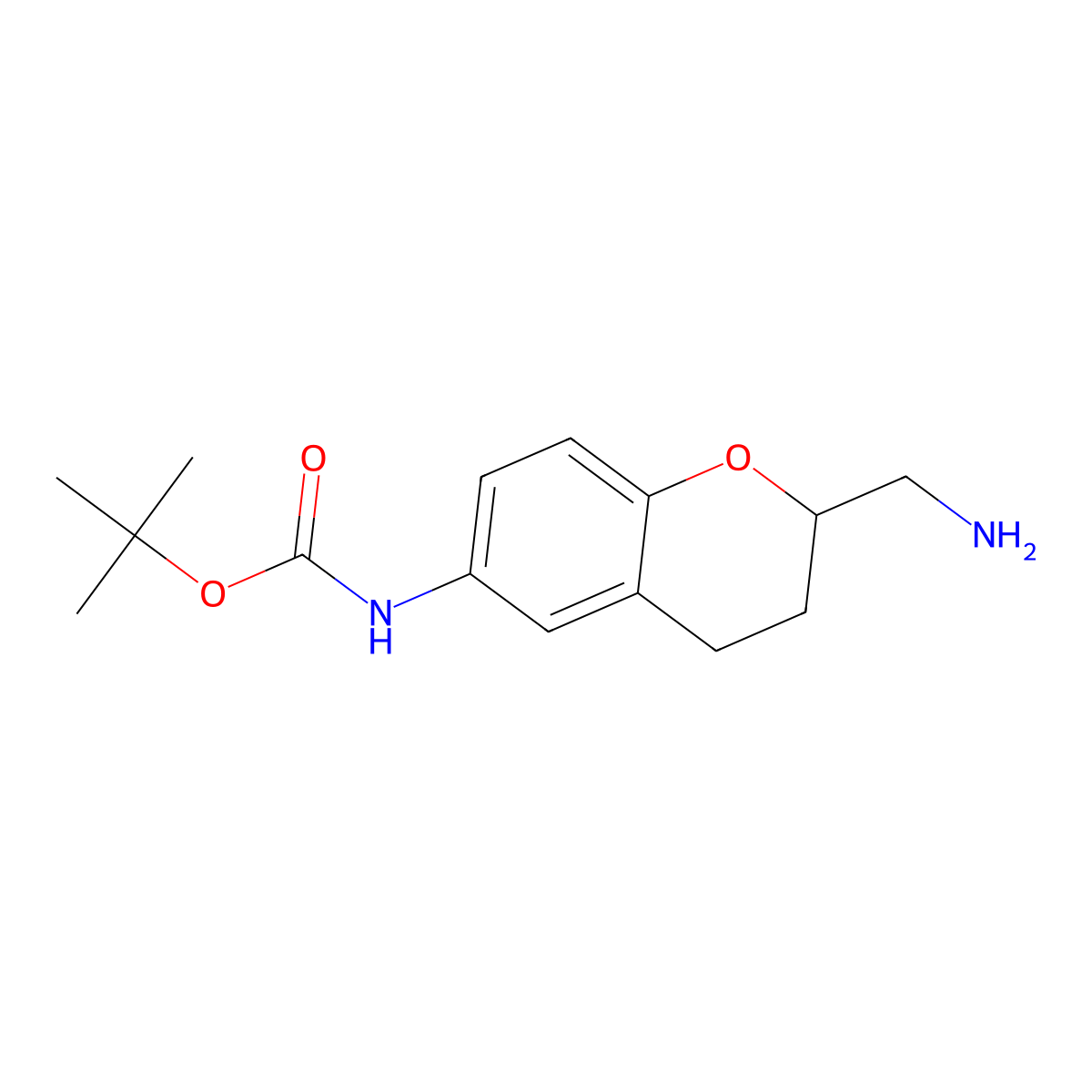 tert-butyl N-[2-(aminomethyl)-3,4-dihydro-2H-1-benzopyran-6-yl]carbamate molecular structure, CAS 2955710-53-7