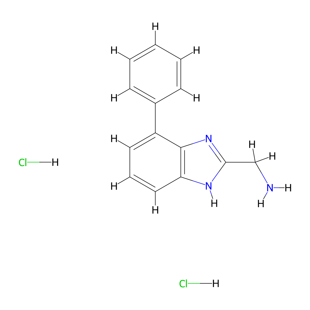 (4-phenyl-1H-benzimidazol-2-yl)methanamine;dihydrochloride molecular structure, CAS 2955710-55-9