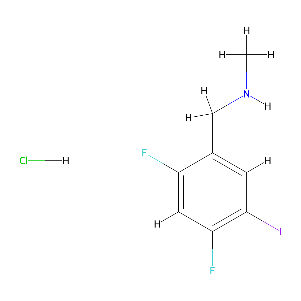 [(2,4-Difluoro-5-iodophenyl)methyl](methyl)amine hydrochloride molecular structure, CAS 2955710-56-0