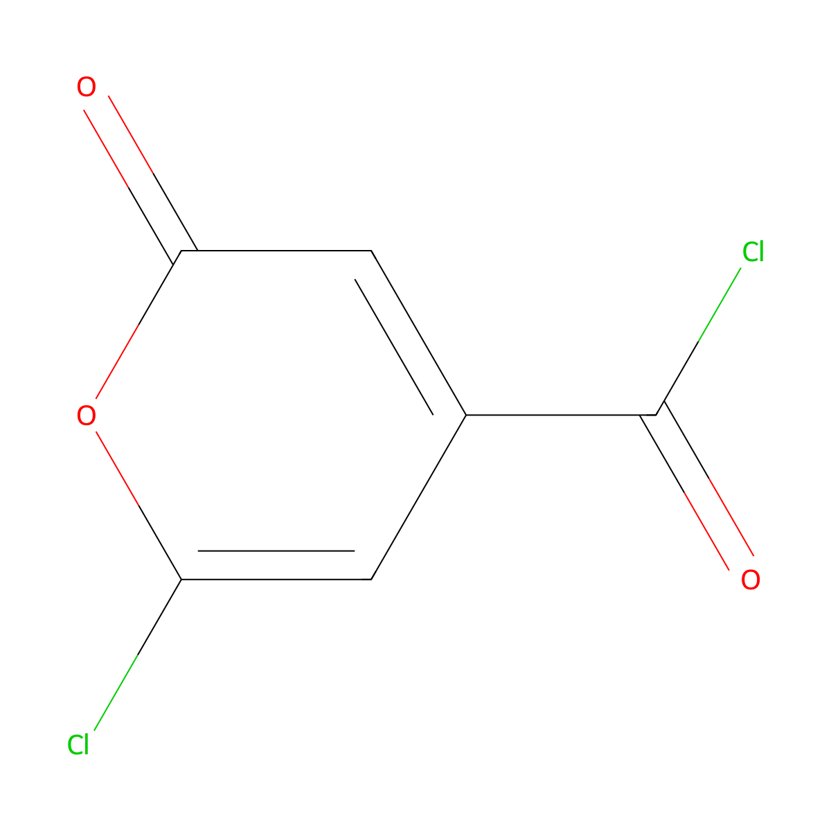 6-chloro-2-oxo-2H-pyran-4-carbonyl chloride molecular structure, CAS 2955710-59-3