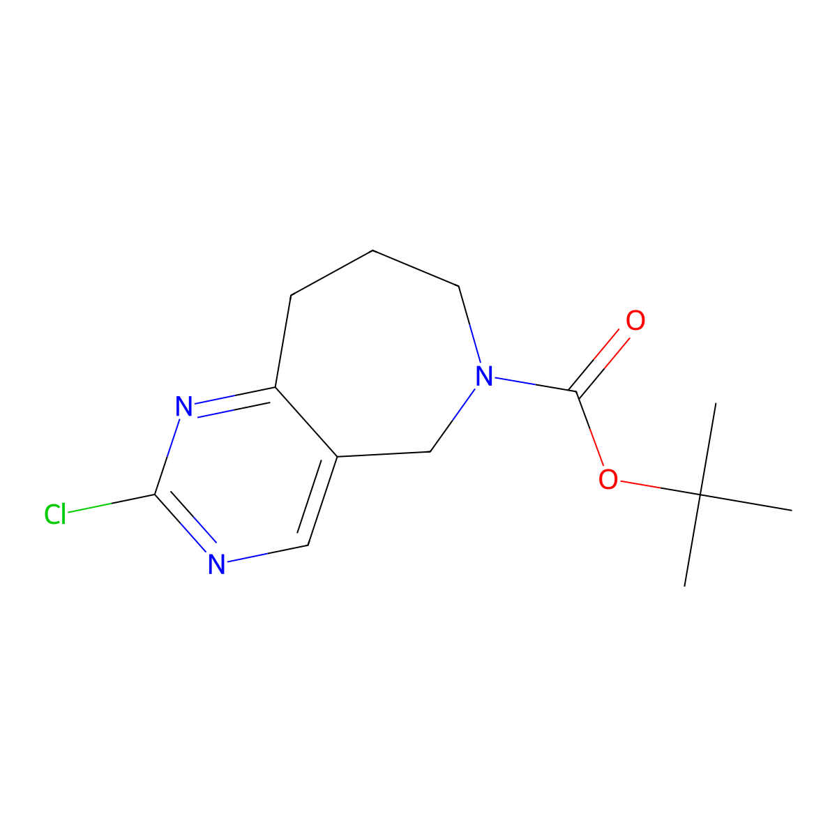 tert-butyl 2-chloro-5H,6H,7H,8H,9H-pyrimido[5,4-c]azepine-6-carboxylate molecular structure, CAS 2955710-62-8