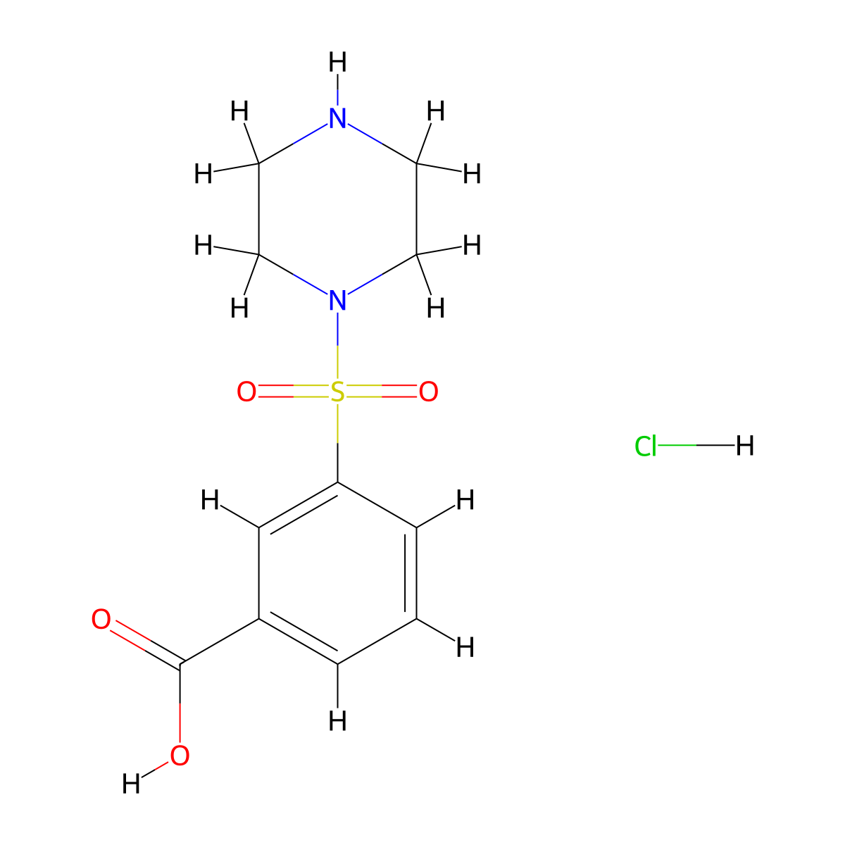 3-(Piperazine-1-sulfonyl)benzoic acid hydrochloride molecular structure, CAS 2955710-79-7