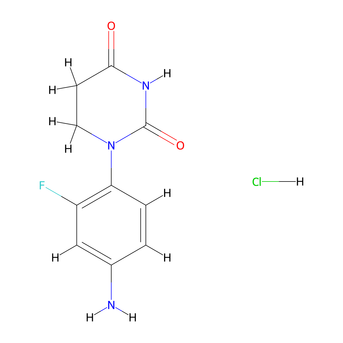 1-(4-Amino-2-fluorophenyl)-1,3-diazinane-2,4-dione hydrochloride molecular structure, CAS 2955710-84-4