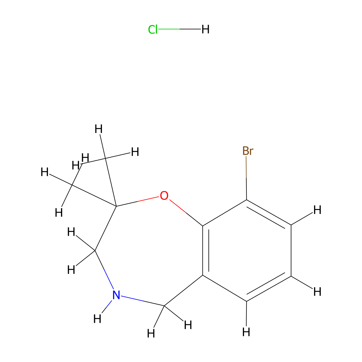 9-Bromo-2,2-dimethyl-2,3,4,5-tetrahydro-1,4-benzoxazepine hydrochloride molecular structure, CAS 2955710-91-3