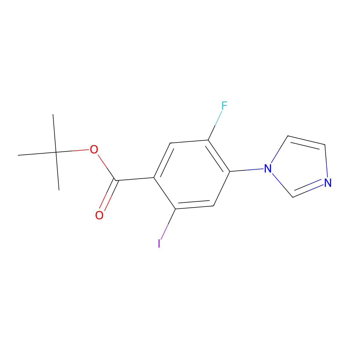 tert-butyl 5-fluoro-4-(1H-imidazol-1-yl)-2-iodobenzoate molecular structure, CAS 2955710-95-7