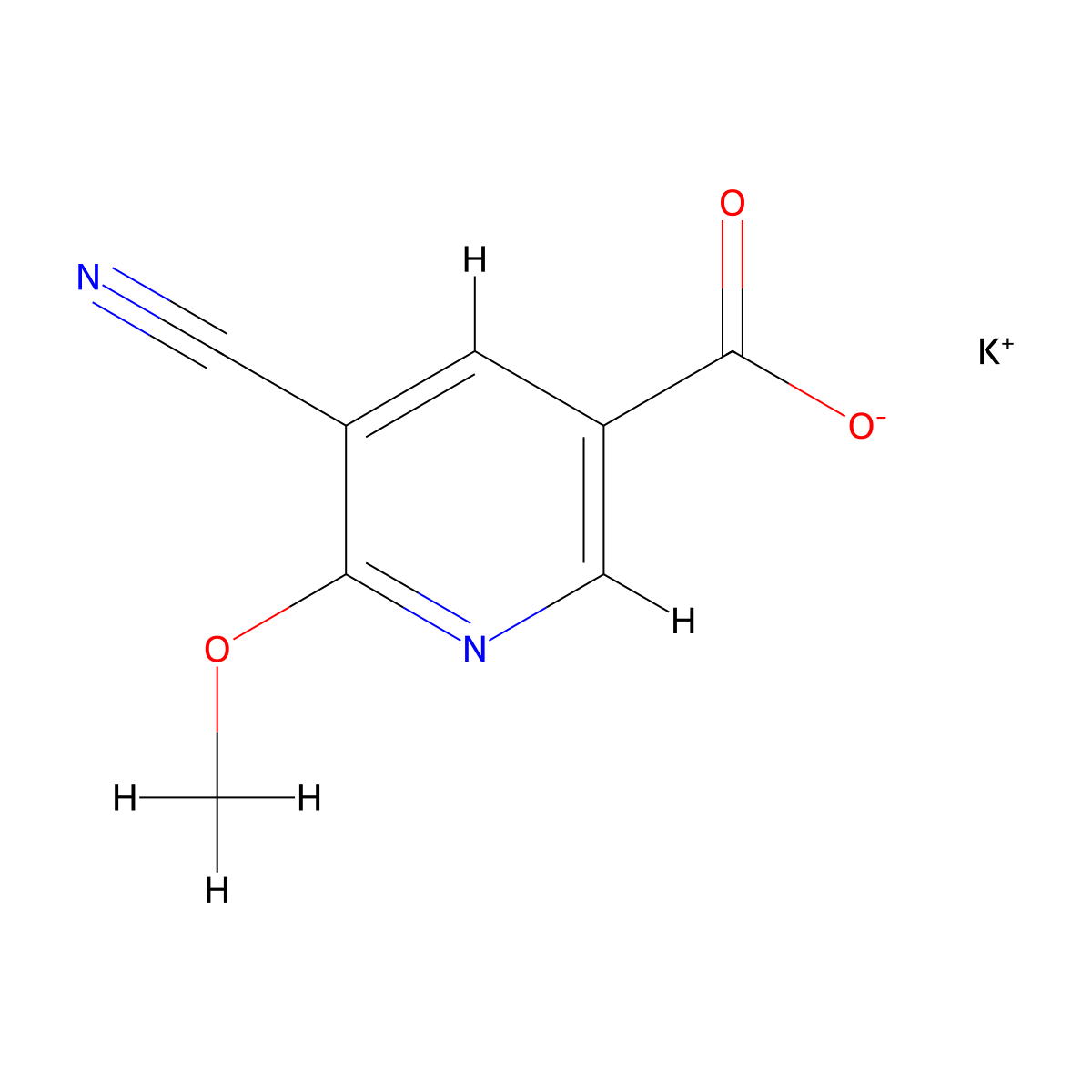 Potassium 5-cyano-6-methoxypyridine-3-carboxylate molecular structure, CAS 2955711-00-7