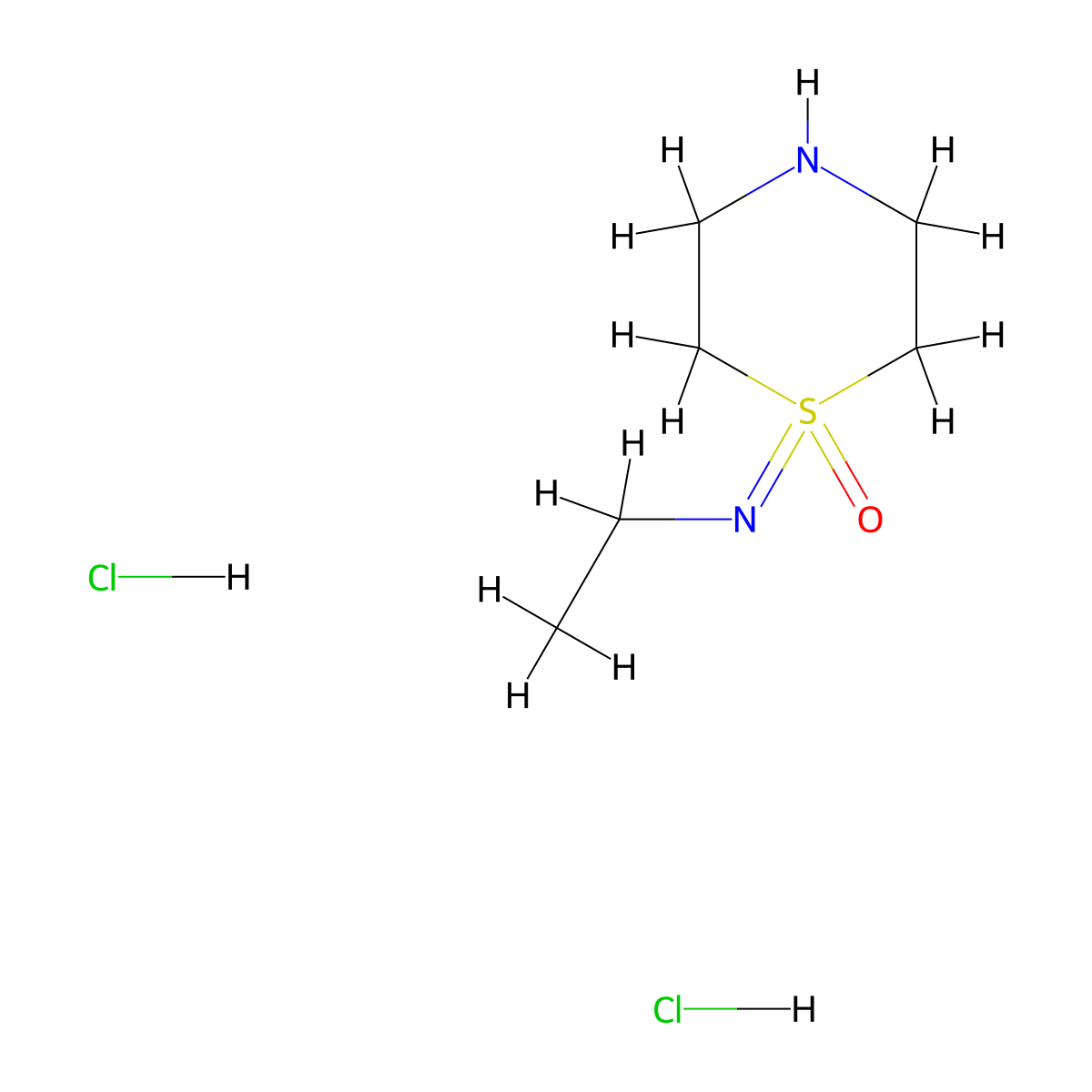 1-(Ethylimino)-1lambda6-thiomorpholin-1-one dihydrochloride molecular structure, CAS 2955711-06-3