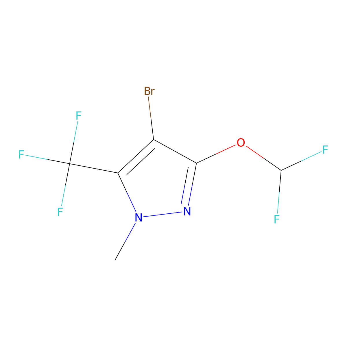 4-bromo-3-(difluoromethoxy)-1-methyl-5-(trifluoromethyl)-1H-pyrazole molecular structure, CAS 2955711-10-9