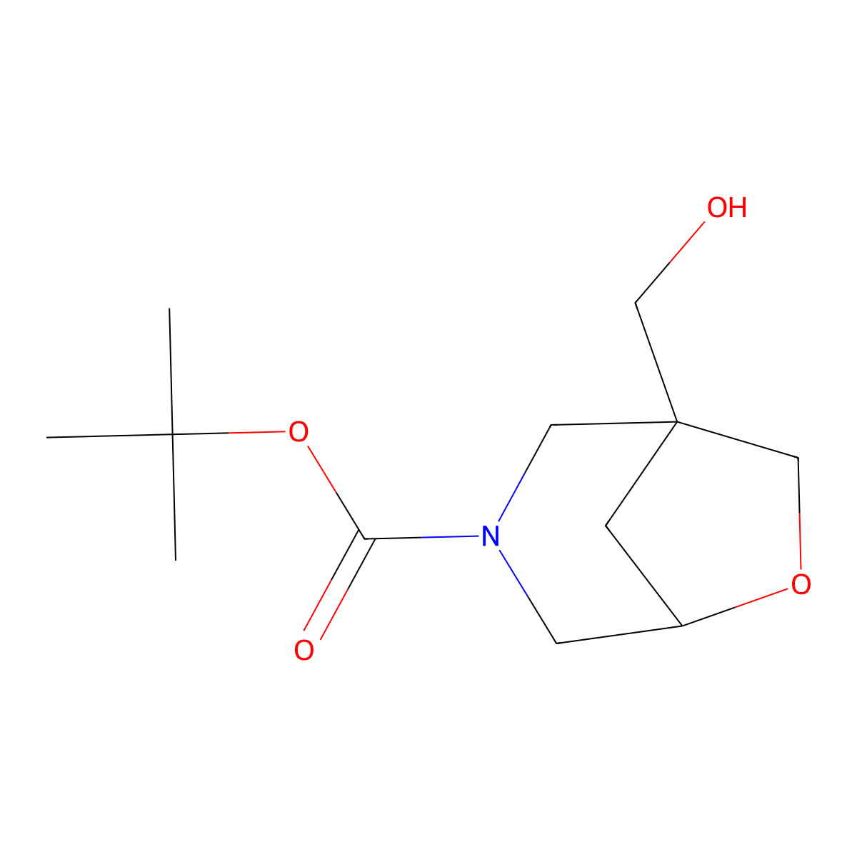 Tert-butyl 1-(hydroxymethyl)-6-oxa-3-azabicyclo[3.2.1]octane-3-carboxylate molecular structure, CAS 2955711-13-2