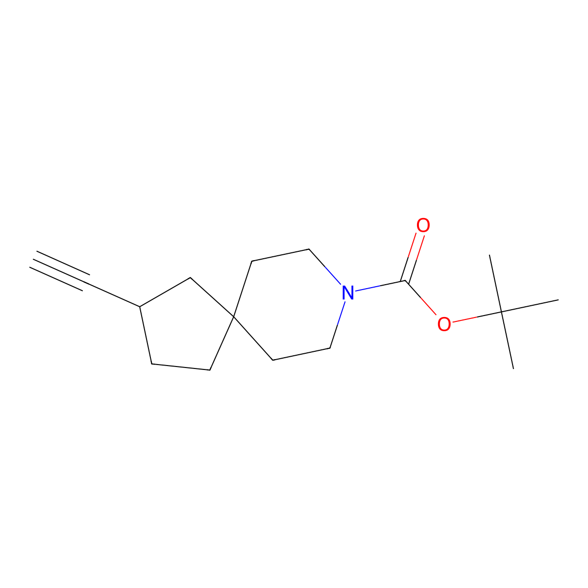 Tert-butyl 2-ethynyl-8-azaspiro[4.5]decane-8-carboxylate molecular structure, CAS 2955711-14-3