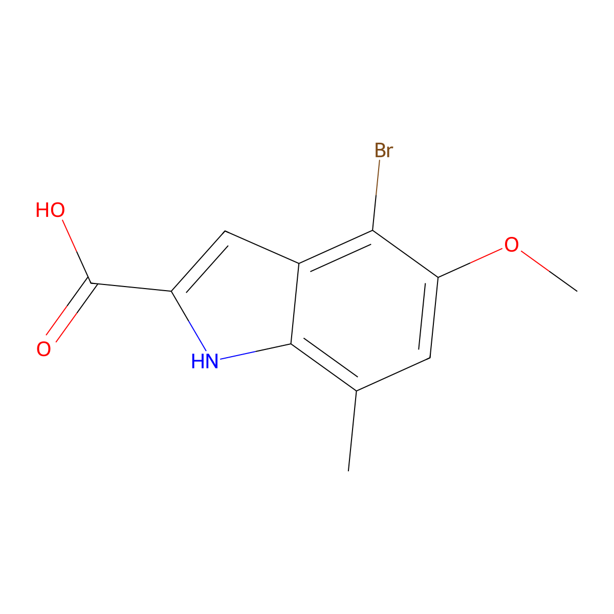 4-bromo-5-methoxy-7-methyl-1H-indole-2-carboxylic acid molecular structure, CAS 2955711-19-8
