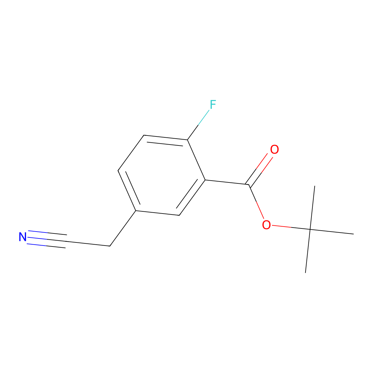 Tert-butyl 5-(cyanomethyl)-2-fluorobenzoate molecular structure, CAS 2955711-23-4