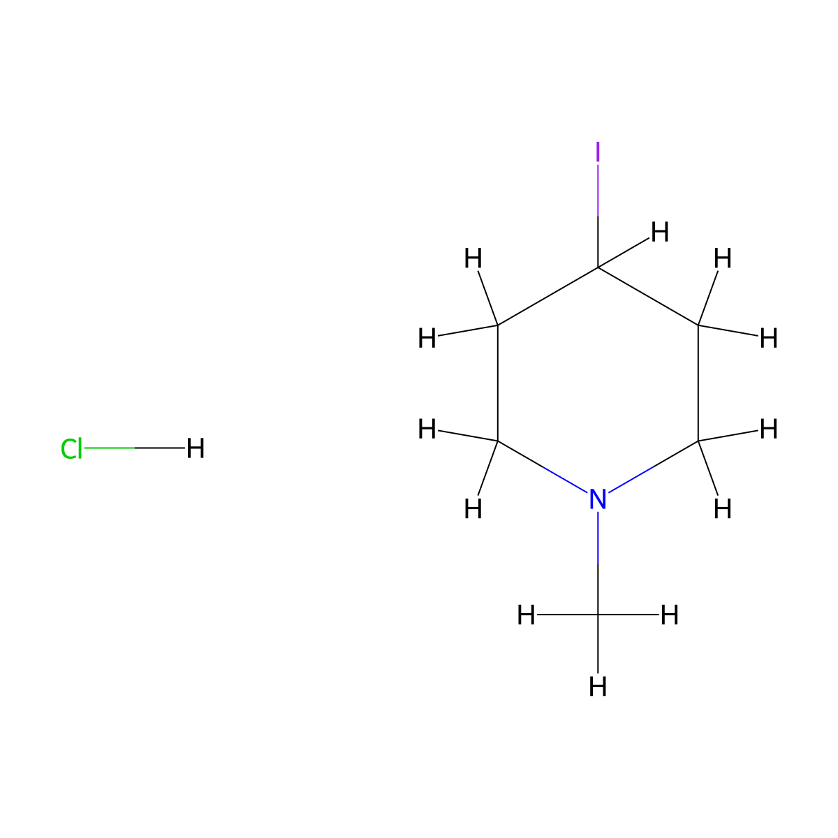 4-Iodo-1-methylpiperidine hydrochloride molecular structure, CAS 2955711-24-5
