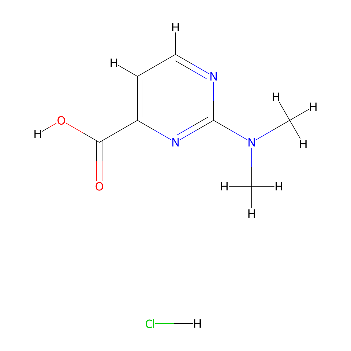 2-(Dimethylamino)pyrimidine-4-carboxylic acid hydrochloride molecular structure, CAS 2955711-35-8