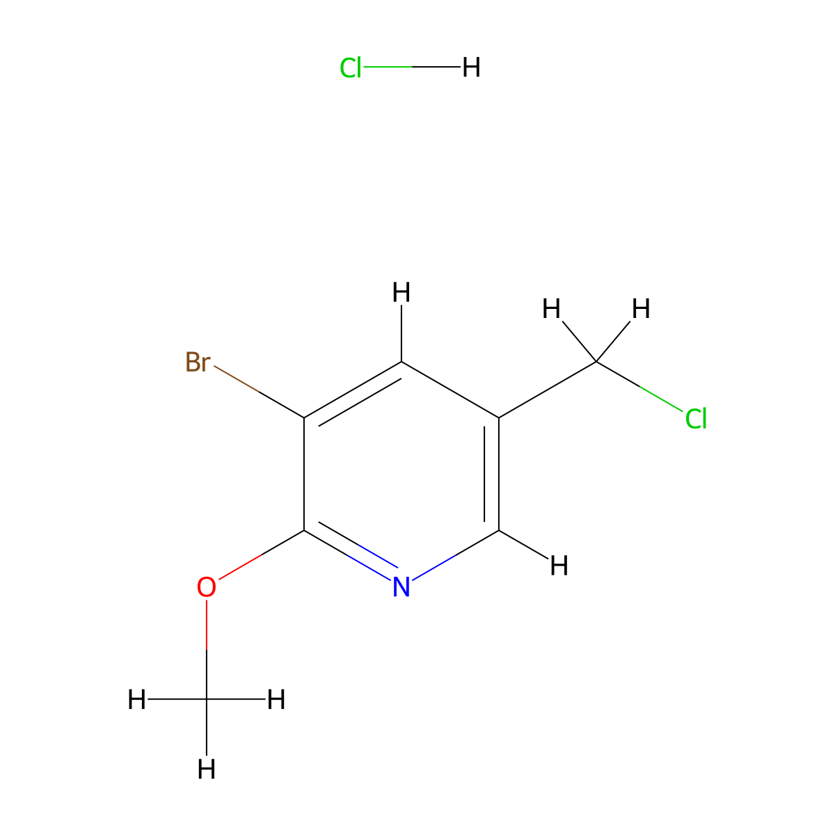 3-Bromo-5-(chloromethyl)-2-methoxypyridine hydrochloride molecular structure, CAS 2955711-46-1