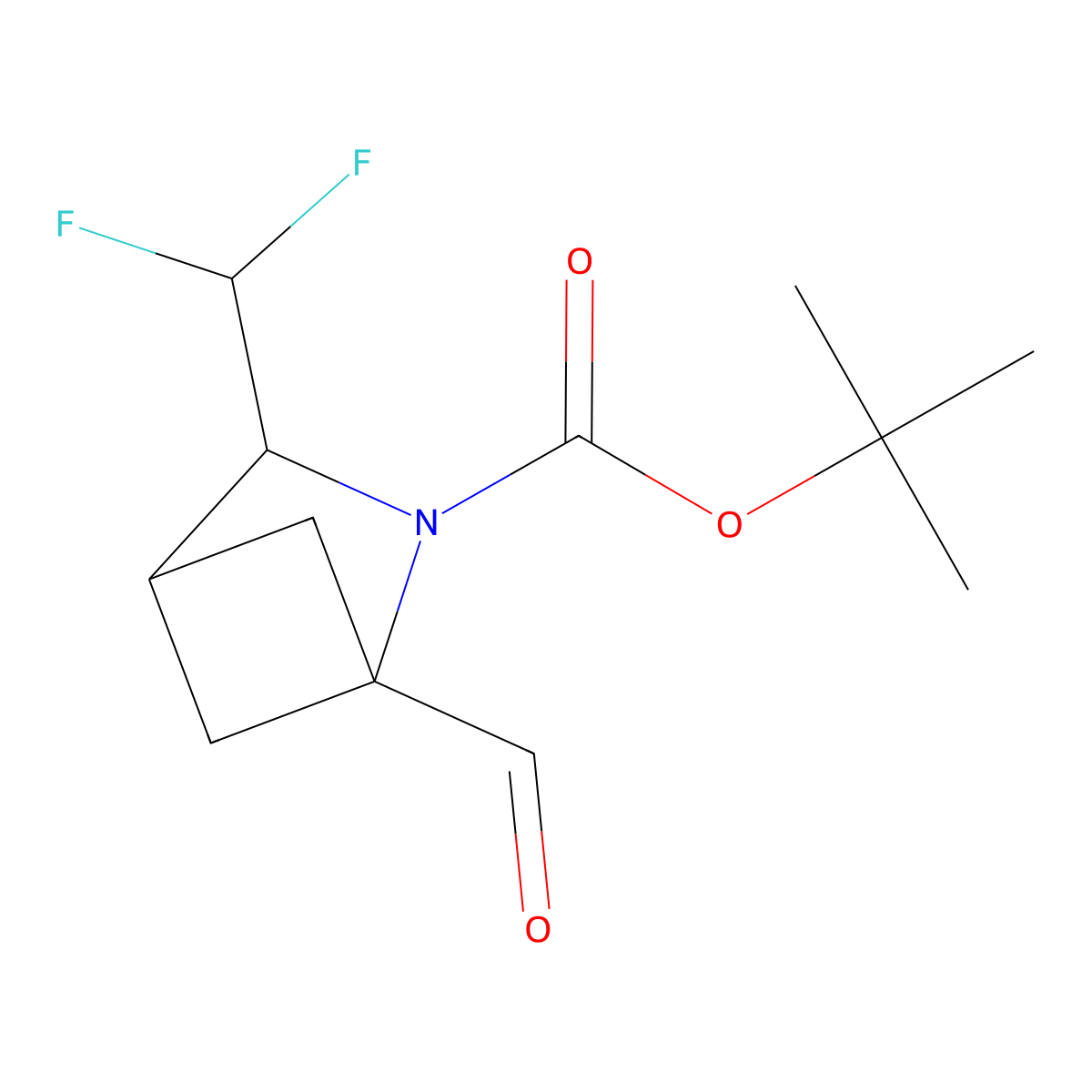 Tert-butyl 3-(difluoromethyl)-1-formyl-2-azabicyclo(2.1.1)hexane-2-carboxylate molecular structure, CAS 2955711-54-1