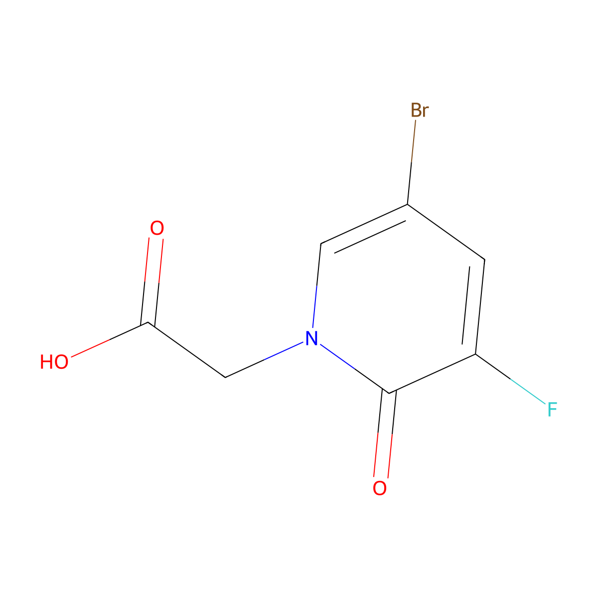 2-(5-Bromo-3-fluoro-2-oxo-1,2-dihydropyridin-1-yl)acetic acid molecular structure, CAS 2955711-56-3