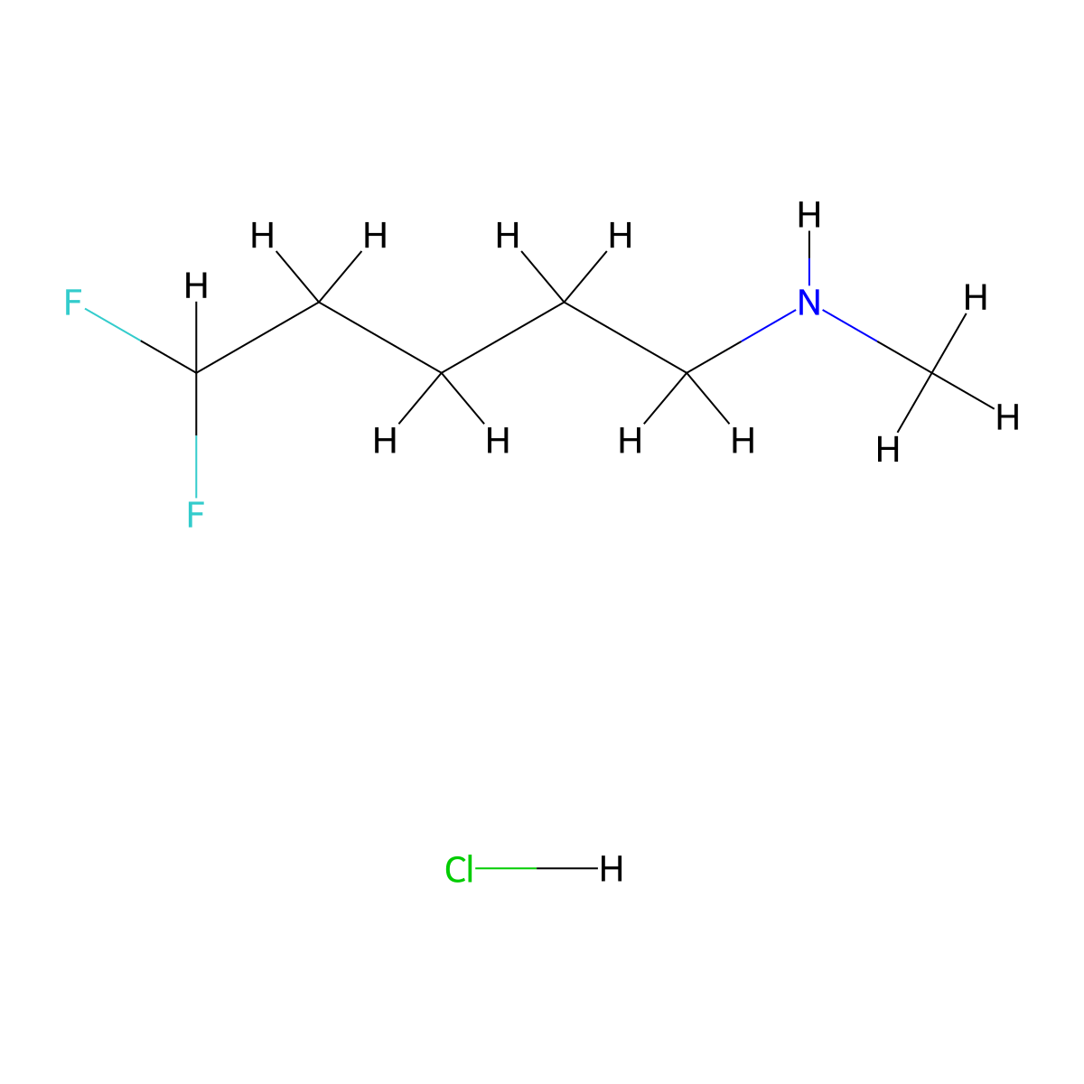 (5,5-Difluoropentyl)(methyl)amine hydrochloride molecular structure, CAS 2955711-57-4