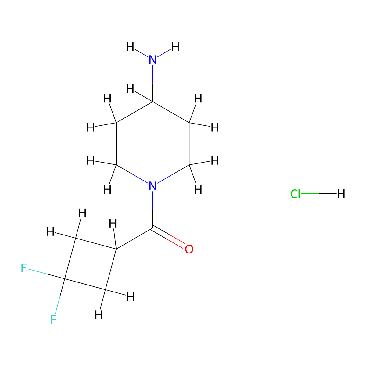 (4-Aminopiperidin-1-yl)(3,3-difluorocyclobutyl)methanone hydrochloride molecular structure, CAS 2955711-76-7
