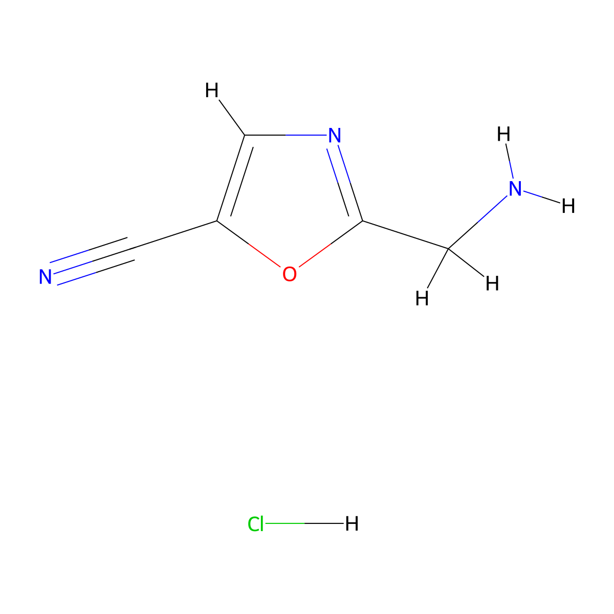 2-(Aminomethyl)-1,3-oxazole-5-carbonitrile hydrochloride molecular structure, CAS 2955711-77-8