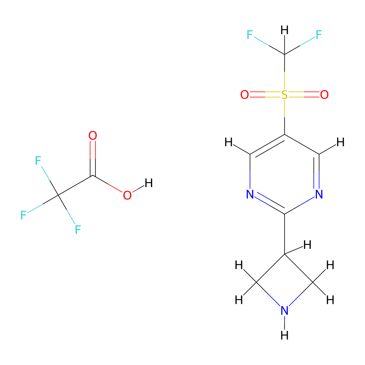 2-(Azetidin-3-yl)-5-difluoromethanesulfonylpyrimidine, trifluoroacetic acid molecular structure, CAS 2955711-80-3