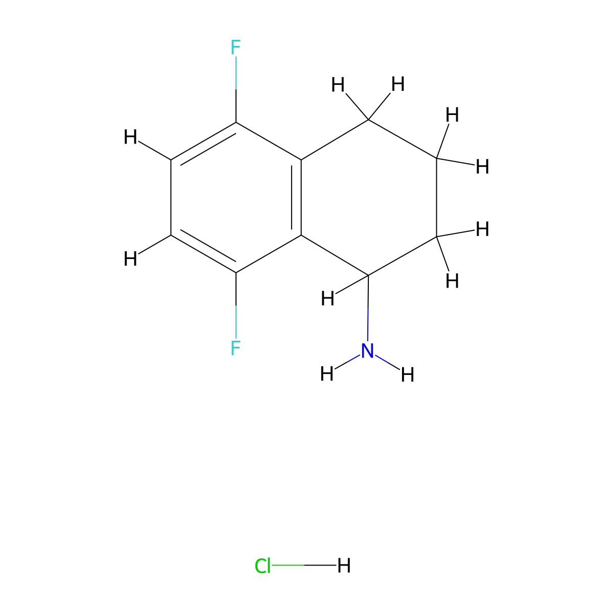 5,8-Difluoro-1,2,3,4-tetrahydronaphthalen-1-amine hydrochloride molecular structure, CAS 2955711-82-5