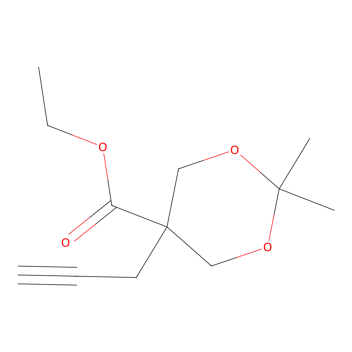 Ethyl 2,2-dimethyl-5-(prop-2-yn-1-yl)-1,3-dioxane-5-carboxylate molecular structure, CAS 2955711-86-9