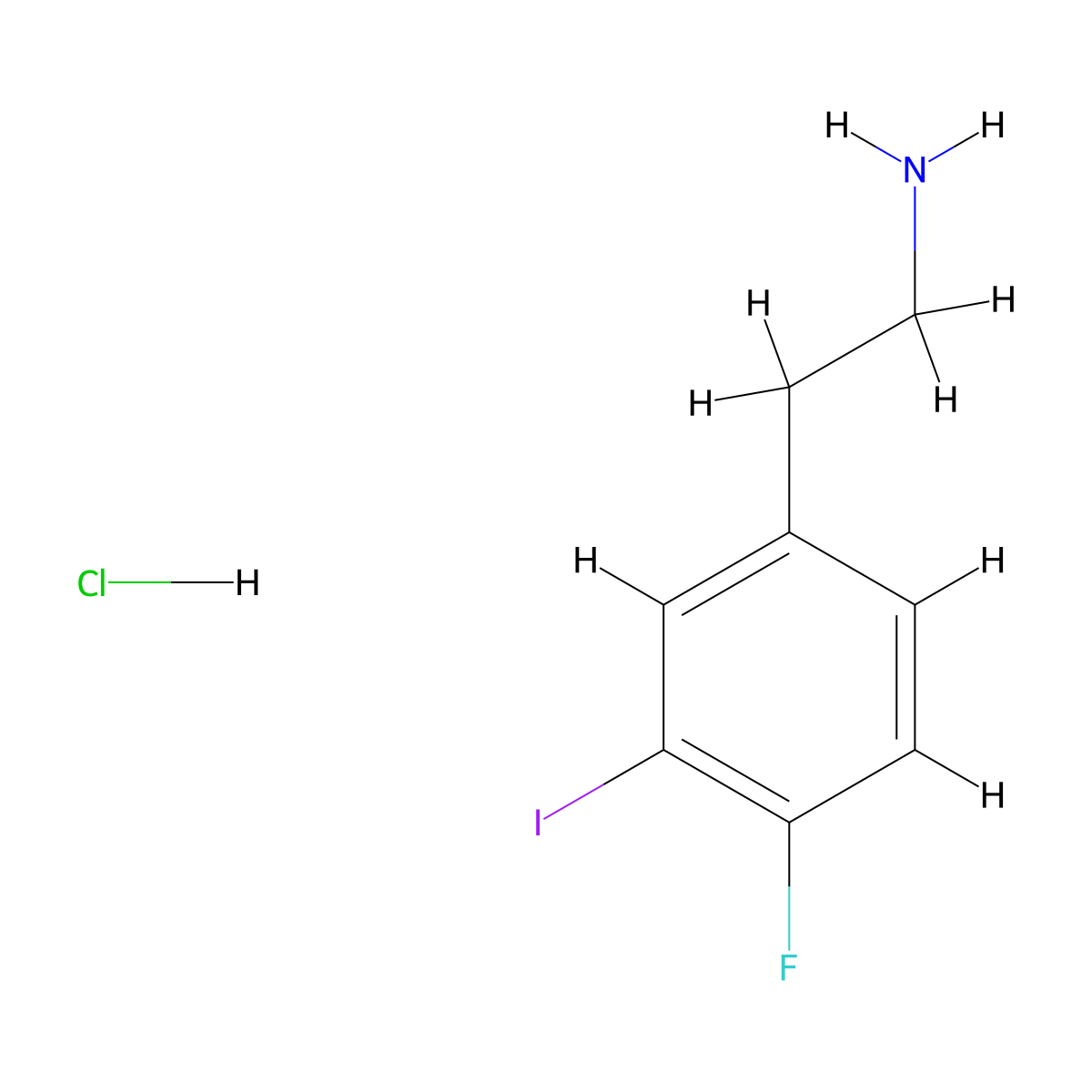 2-(4-Fluoro-3-iodophenyl)ethan-1-amine hydrochloride molecular structure, CAS 2955711-87-0