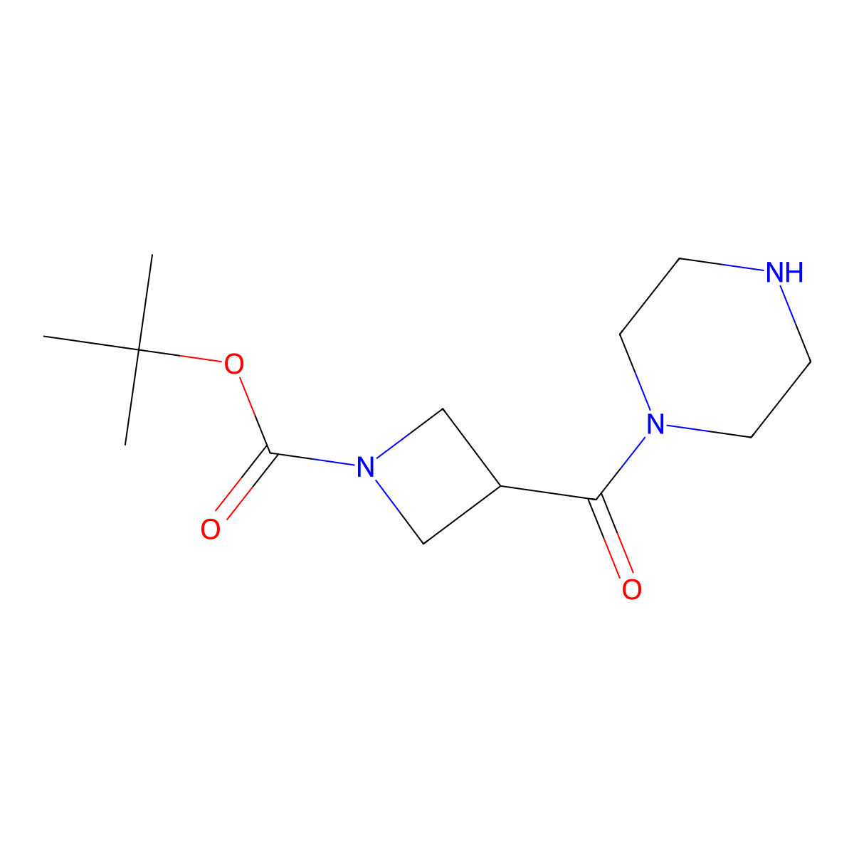Tert-butyl 3-(piperazine-1-carbonyl)azetidine-1-carboxylate molecular structure, CAS 2955711-89-2