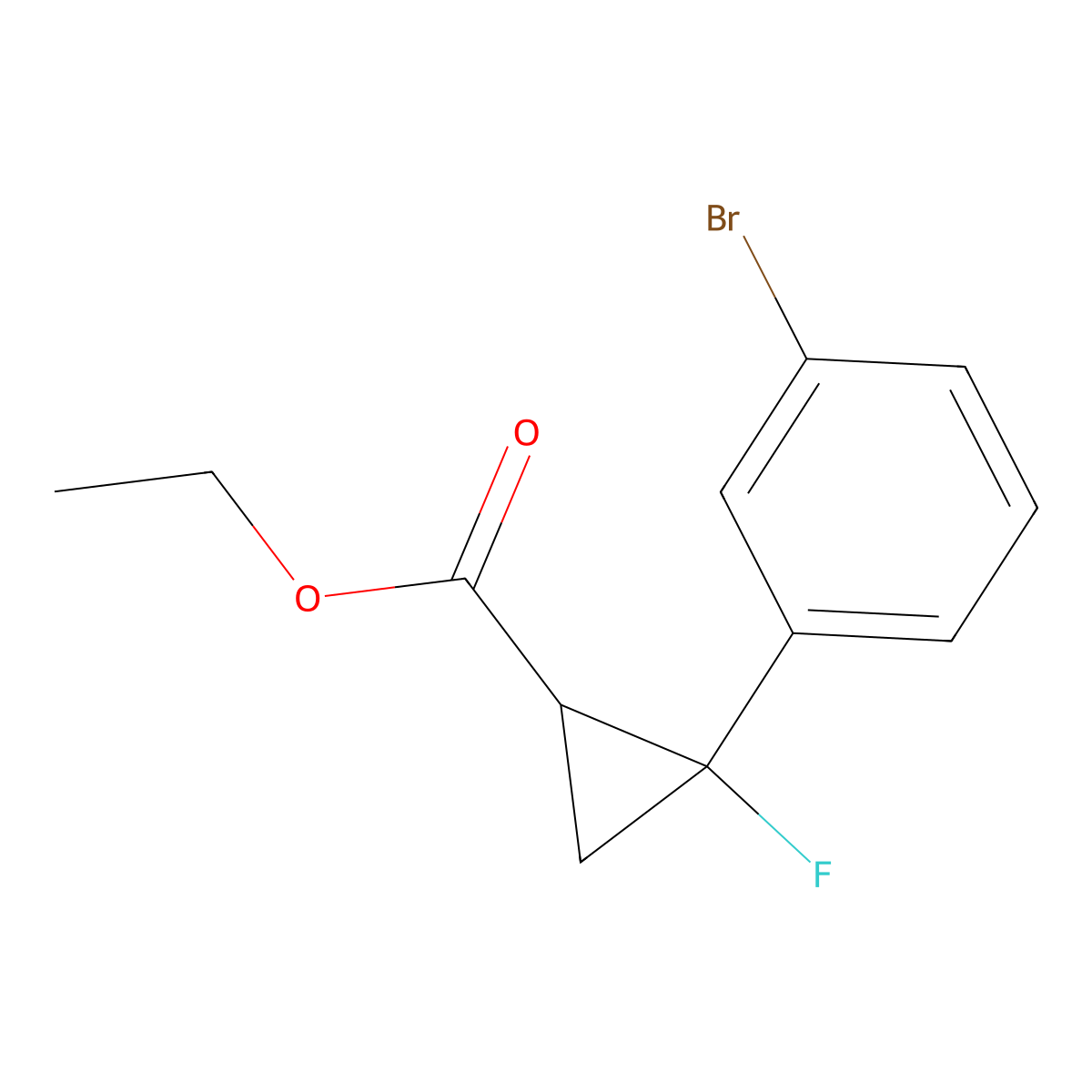 Ethyl 2-(3-bromophenyl)-2-fluorocyclopropane-1-carboxylate molecular structure, CAS 2955711-93-8