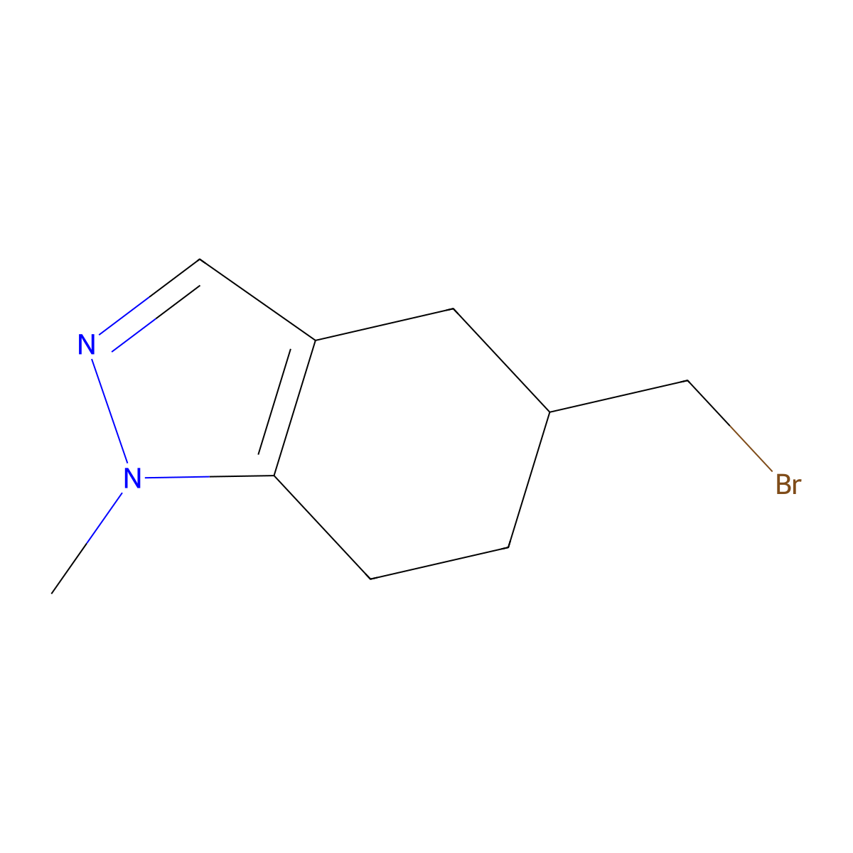 5-(bromomethyl)-1-methyl-4,5,6,7-tetrahydro-1H-indazole molecular structure, CAS 2955711-99-4
