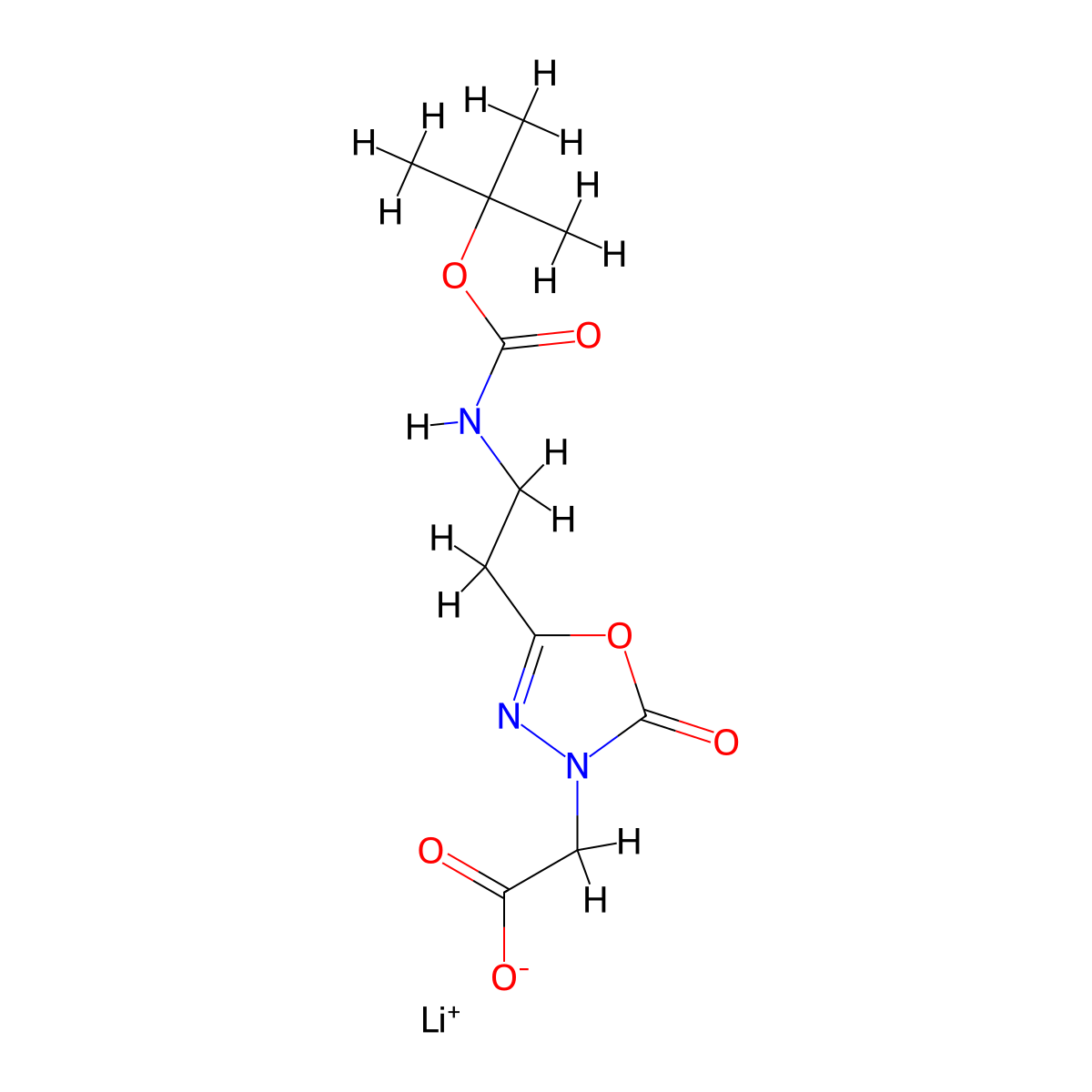 Lithium(1+) 2-[5-(2-{[(tert-butoxy)carbonyl]amino}ethyl)-2-oxo-2,3-dihydro-1,3,4-oxadiazol-3-yl]acetate molecular structure, CAS 2955712-16-8
