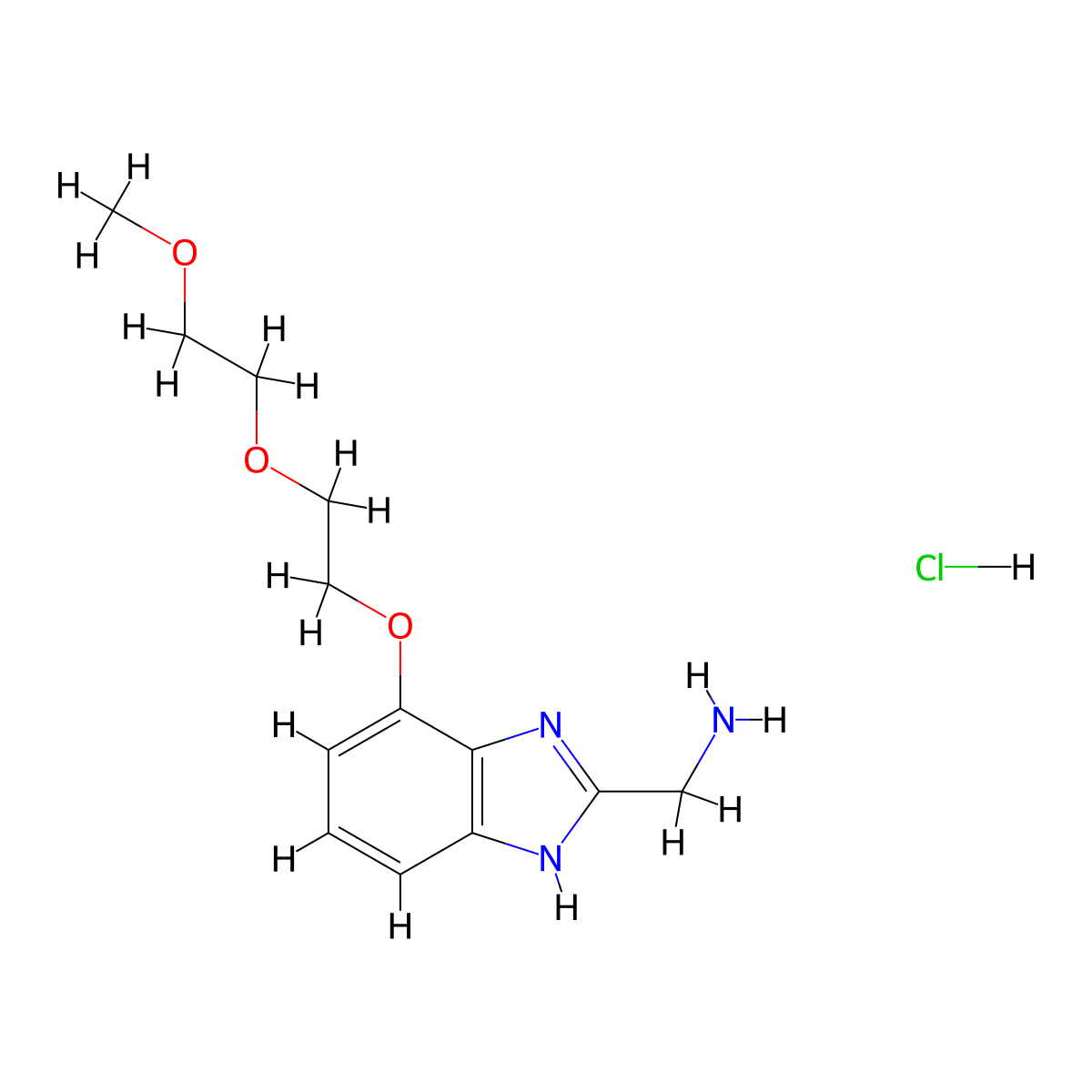 [4-[2-(2-methoxyethoxy)ethoxy]-1H-benzimidazol-2-yl]methanamine;hydrochloride molecular structure, CAS 2955712-21-5
