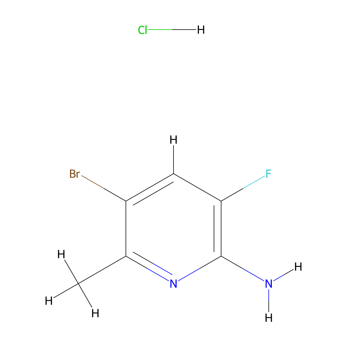 5-Bromo-3-fluoro-6-methylpyridin-2-amine hydrochloride molecular structure, CAS 2955712-25-9